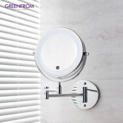 China Wall Mounted Bathroom Promotional Illuminated Magnifying Round Led Lighting Makeup Mirror for sale