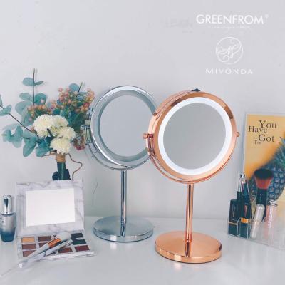 China New 10x Lighted Vanity LED Mirror Magnifying LED Makeup Mirror With 360 LED Light Rotating Mirror for sale