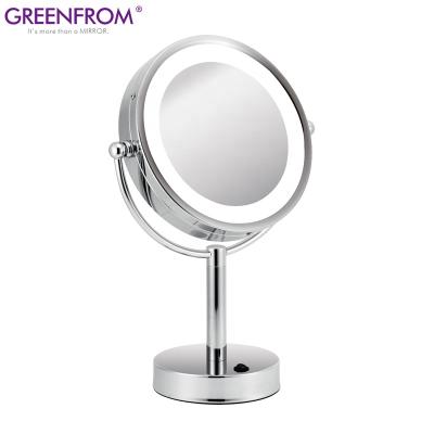 China 8 Inch 2-Face Double Sided Table Lighted Makeup Table Stand Mirror for sale