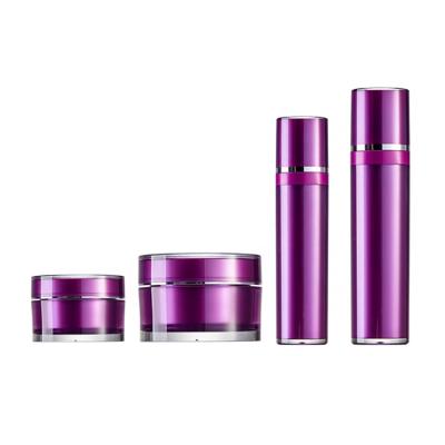 China Luxury Purple Cosmetics Acrylic Cosmetic Packaging Bottle And Jars 120ml 80ml 60ml 40ml 50g 30g From Hangzhou for sale