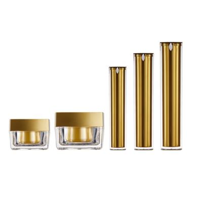 China Luxury Gold Skin Care Packaging Cosmetic Packaging Bottle 20ml 50ml 80ml and 30g 50g Cosmetic Bottle and Jar for sale