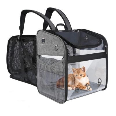 China Luxury Expandable Cat Pet Travel Carrier Backpack Carrying Dog Carrier Bag Breathable For Small Dogs for sale