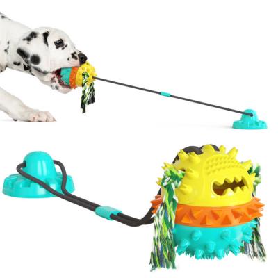 China Wearable Dog Interactive Suction Cup Toy Pet Chew Rope Toy With Ball for sale