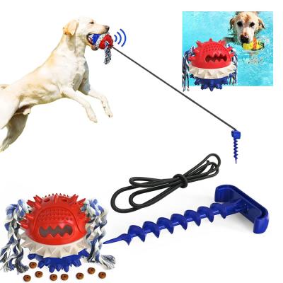 China Wearable Dog Interactive Suction Cup Toy Pet Chew Rope Toy With Ball for sale