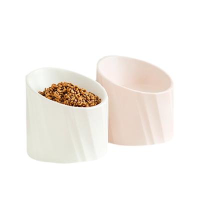 China Luxury Slanted Ceramic Pet Cat Dog Bowl Stand Modern Style Wholesale Viable Wearable for sale