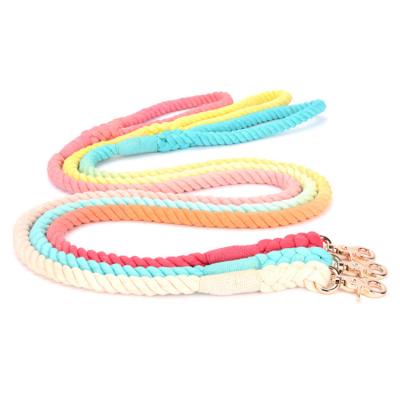 China Wearing DETACHED Hand - Woven Pet Cat Dog Leash Set Rainbow Cotton for sale