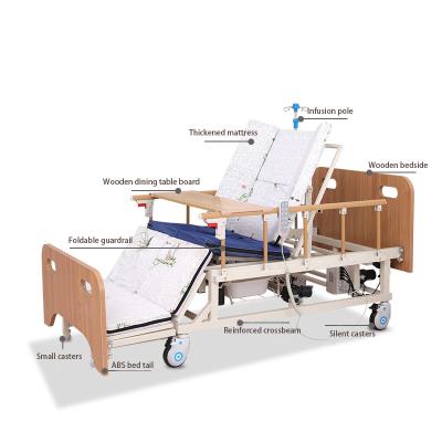 China High Quality And Cheap Wooden Electric Hospital Furniture Style 5 Function Bed Side Rails Hosptial Home Equipment for sale