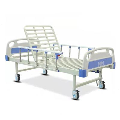 China Hot Selling Hospital Beds 1crank ABS Main Panel Hand Remote Control Hospital Manual Patient Medical Bed Hosptial for sale