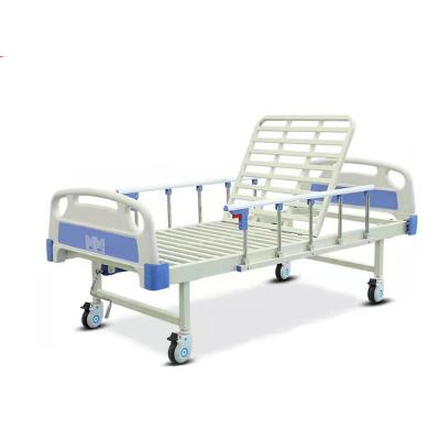 China Hosptial 1 Manual Crank Bed One Function Nursing Bed Patient Manual Simple Medical Home Hospital Bed for sale