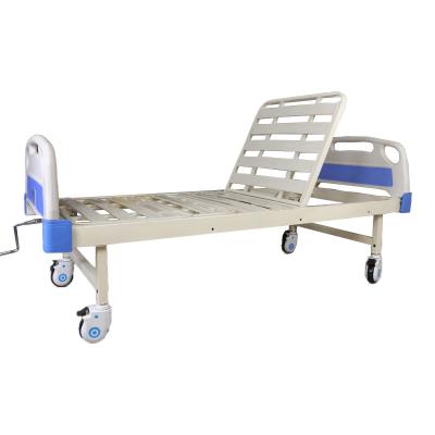 China Cheap Hosptial ABS Low Headboard 1 Crank Manual Stainless Steel Lift Hospital Bed For Patient for sale