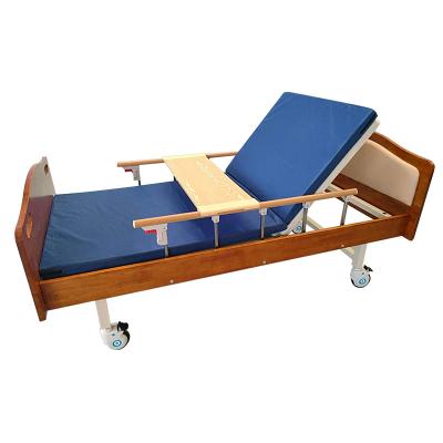 China Hosptial Home Care Bed Wooden Manual Hospital Nursing Bed For Elderly With Two Functions For Medical Equipment for sale