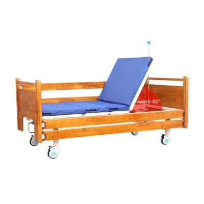 China Hosptial Wooden Double-flip Multifunctional Flipping Hospital Bed Operating Medical Bed Wooden Nursing Home Crank Nursing Home for sale