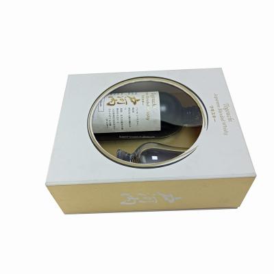 China Handmade High End Gift Wine Packaging Box With Window Wine Box Custom Hot Stamping Gift Box for sale