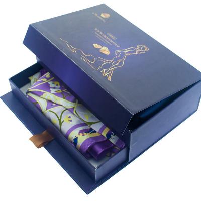 China Customized Silk Gift Box Manufacturer Customized Gradient Color Handmade Double Pack Box Scarf Gift Box for sale