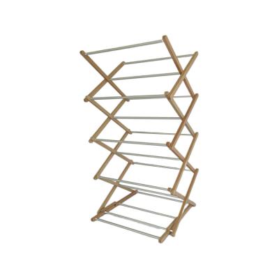 China New Classic/Postmodern Low Price Dish Drying Rack Natural Bamboo Folding Airer Clothing Wall Mounted Wood Drying Rack for sale