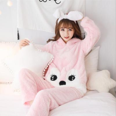 China 2021 HomeWear Breathable Thick Warm Pajamas Winter Clothing Sleepwear Flannel Pajamas Sets Set Sleepwear For Women for sale