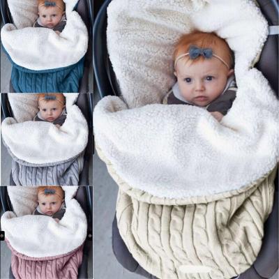 China Breathable Winter Baby Stroller Wrap Newborn Blanket Footmuff Thick Warm Knit Crochet Wrap Sleeping Bags Toddler Baby Small Sleep Sack for sale