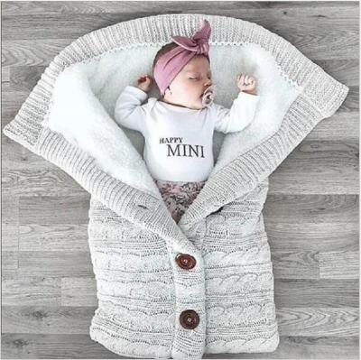 China Breathable Baby Sleeping Bag Kids Wrap Winter Sleepsack Footmuff For Newborn Stroller Knitted Sleep Sack Wrap Knit Wool for sale