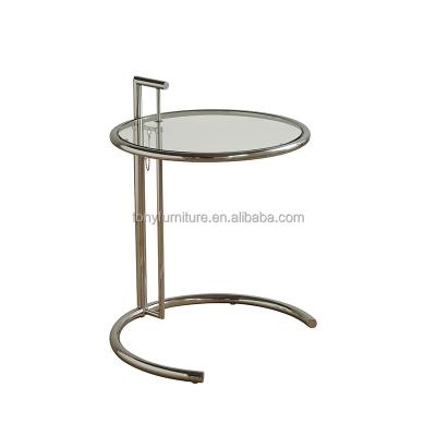 China Modern Glass Top Leg Stainless Steel Cafe Tea Side Table Teahouse Side Table for sale