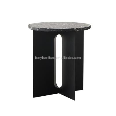 China Modern Contemporary Round Side Table Steel Corner Coffee Tables Sofa Side Table Marble Plinth for sale