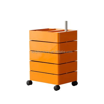 China Modern Style 5 Floor Modern Simple Candy Color ABS Mobile Storage Cabinet With 360 Degree Moment for sale