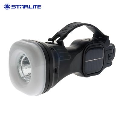 China ABS Solar Rechargeable Focus And Wide Beam Search Light Torch Flashlight Camping Light for sale