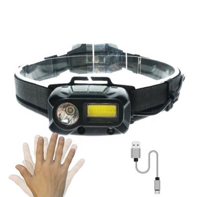 China Emergency New Product Traditional Rechargeable COB Motion Sensor LED Head Lamp Adjustable Waterproof Headlight Torch Outdoor Light for sale