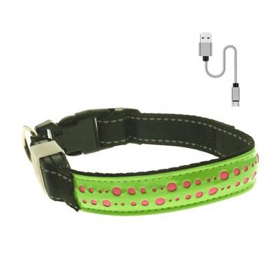 China New Li-ion Battery LED Dog Martingale Collar Pet Nylon Flashing Light Outdoor Rechargeable Waterproof Pet Buckle Bright for sale