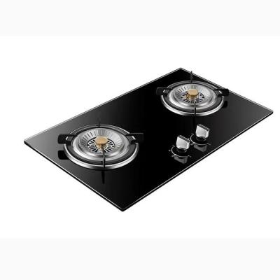 China Hotel Recessed Tempered Glass Liquefied Petroleum Gas Double Stove Energy Saving Electronic Gas Stove for sale