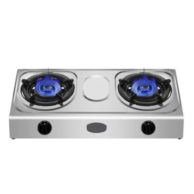 China Hotel double gas stove with stainless steel panel for sale