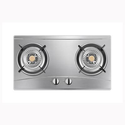 China High Quality Hotel Cooking Appliances Double-Cooker Cooktop Stainless Steel 2 Burner Gas Stove for sale