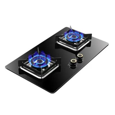 China Hotel Tempered Glass Cast Iron Burner Household Table Cooker Brass Gas Stove for sale