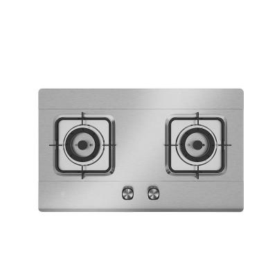 China Hotel Fully Stainless Steel Double Burner Gas Stove Super Slim Body Cooking Stove Home Appliance for sale