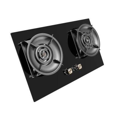 China Hotel Black Tempered Glass Pulse Ignition Full Copper Cover Smart Electronic Gas Stove with Thermocouple for sale