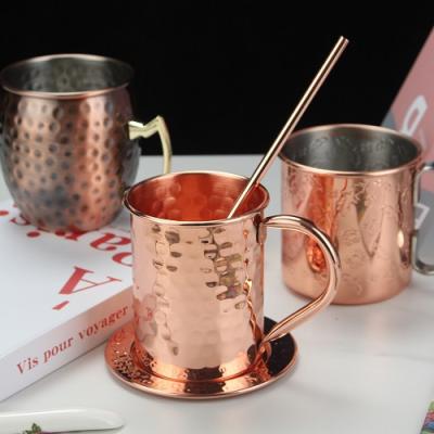 China Amazon Disposable Hot Seller Copper Hammered Mugs Gold Hangrip Moscow Luxury Stainless Steel Copper Mug Mugs Coffee Mug Copper With Straw zu verkaufen