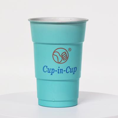 China Hot Selling Disposable Cup-in-cup Reusable Aluminum Drinkware Mugs 500ml Sublimation Custom Color-changing Cold Beer Mugs zu verkaufen