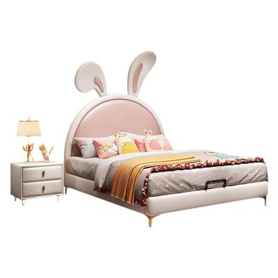 China Cute Modern Pink Rabbit Design Furniture Girls Double Princess Kids Bunk Beds Single Bed for sale