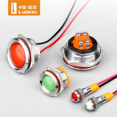 China LANBOO Stainless/Aluminum Brass/Chrome Oxidation Illuminated Led Metal Indicator Light Pilot Lamp Signal Lamp for sale