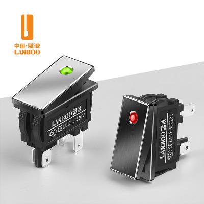 China Waterproof PA66 LANBOO KCD3 Series Rocker Switch 2810.5 16Amp 2NO High Current With LED 12V24V220V 2 Speeds for sale