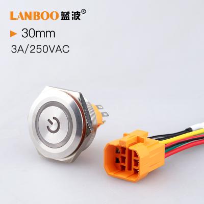 China Copper Plating Stainless // Aluminum Oxide Industry Top Manufacturer LANBOO 30MM Connector Metal Matching Push Button Switch for sale