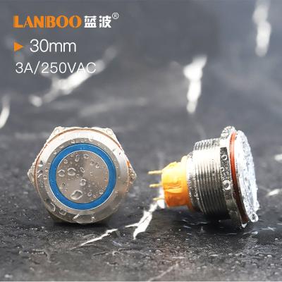 China Copper Plating Stainless//Famous Brand Since 2014 LANBOO 30MM Two-color/Tri-color Industry Aluminum Oxide Metal LED Push Button Switch for sale