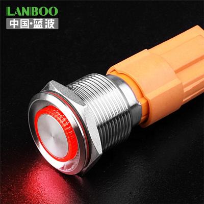 China Stainless Copper Plating // LANBOO Aluminum Oxide Ring Illumination 19mm Stainless Steel LED Metal Push Button Switch for sale