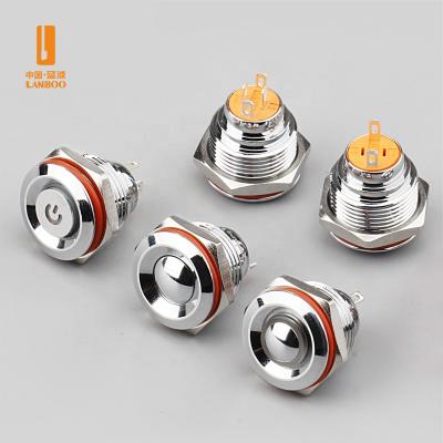 China Mini Metal Stainless Momentary 16mm Momentary Vandalproof NC NC 16mm or Latching Stainless Steel /Copper Plating /Aluminum Oxide Switch Illuminated Push Button; ZHE for sale