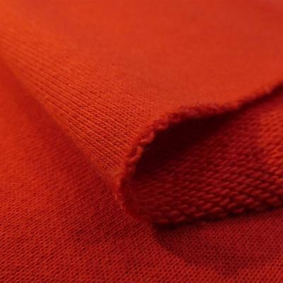 China Breathable Cotton Terry Looped Hot Sale Heavyweight 300 GSM Fabric In Red Color Knitted High Quality Comfortable Touch Fabric For Coat for sale