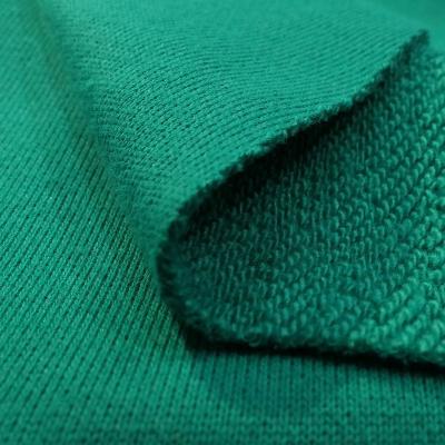 China Breathable Cotton Terry Looped Hot Sale Heavy Fabric In Green Color Knitted High Quality Comfortable Touch Fabric For Coat for sale