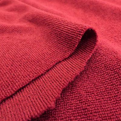 China Whole sale cheap wrinkle resistant plain dyed wine red polyester fabric plain dyed fabric looped in DTY for suits jacket for sale