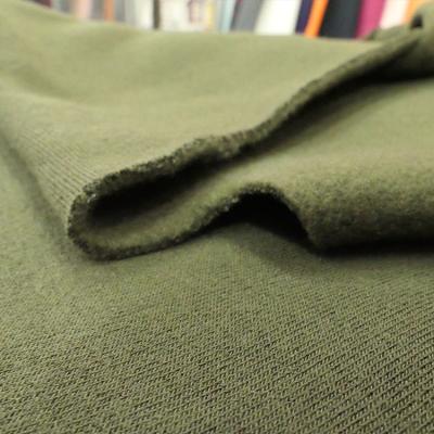 China Wrinkle resistant army green polyester fabric brushed fabric 280 GSM in knitted for hoodies. for sale