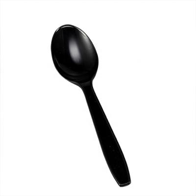 China 6 Inch Disposable Heavy Weight PS Fork Teaspoon And Knife Plastic Cutlery With Black White Color for sale