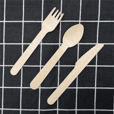 China Sustainable Eco Friendly Disposable Knife Fork And Spoon Cutlery Set Wooden Fork Knife Spoon for sale