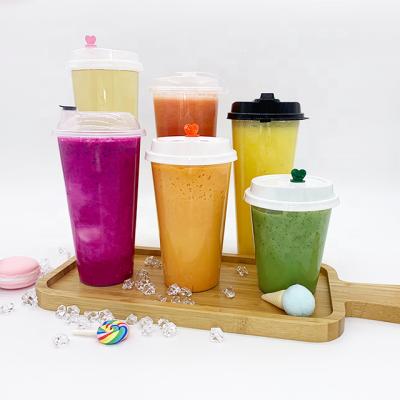 China LOKYO logo 360ml 500ml 700ml disposable smoothie bubble tea fruit juice clear disposable plastic cup for sale